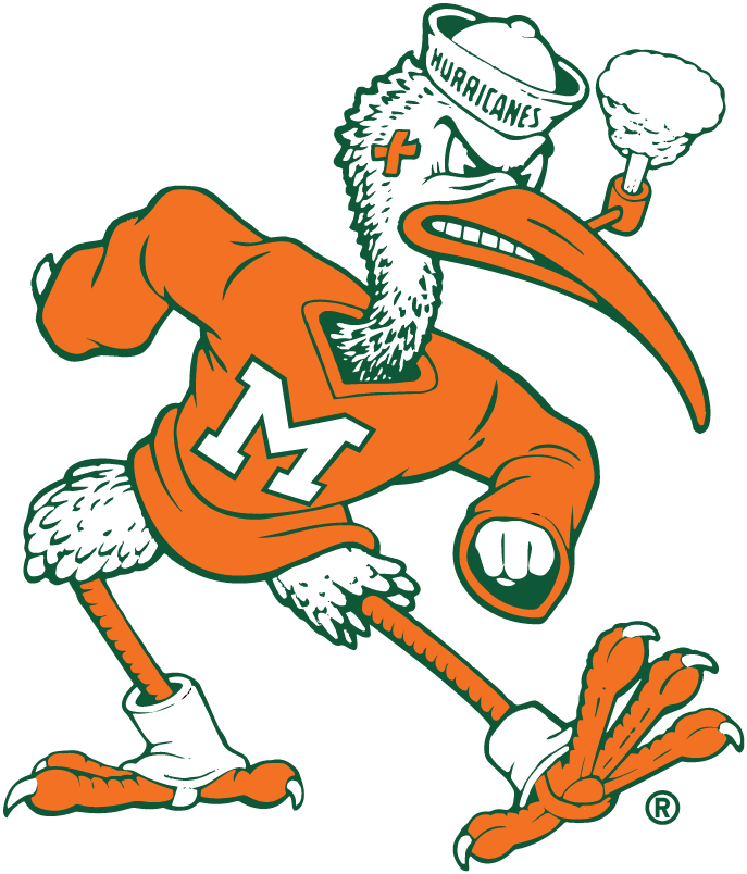 Miami Hurricanes 1964-1982 Mascot Logo diy DTF decal sticker